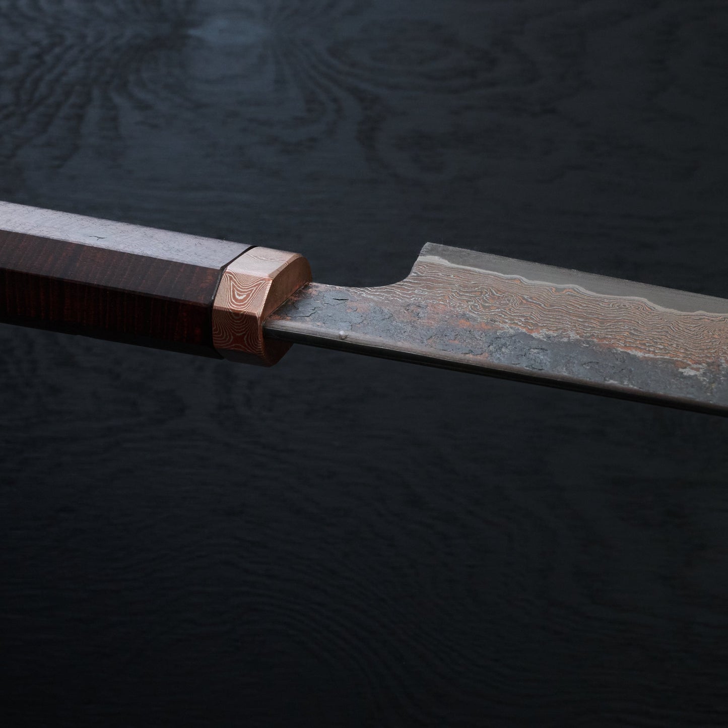 Gyuto 230mm Copper Damascus Clad Apex Ultra, Mokume-gane & Gidgee – view 7
