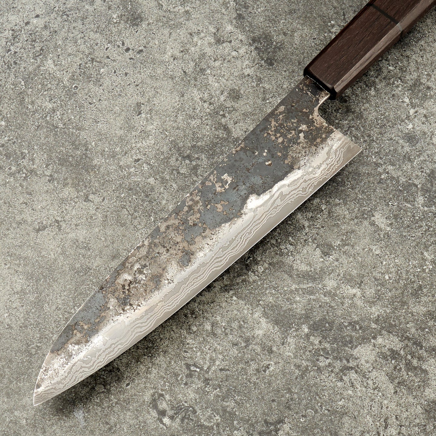 Gyuto 230mm C130 Suminagashi Clad – handle detail