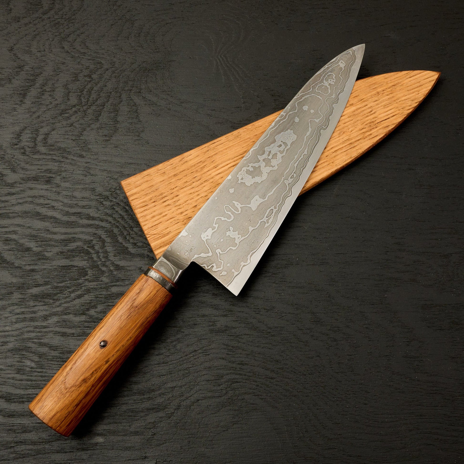 Gyuto 230mm Damascus SanMai AU Integral – detail view