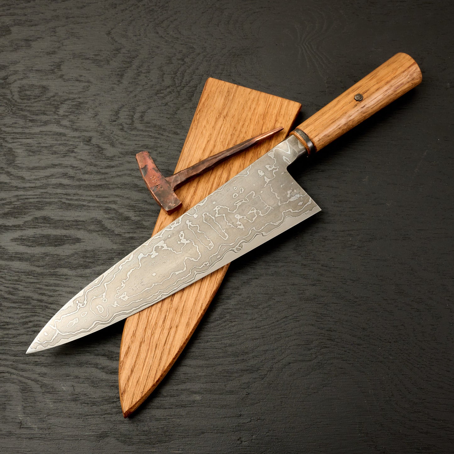 Gyuto 228mm Damascus SanMai AU Integral Takedown