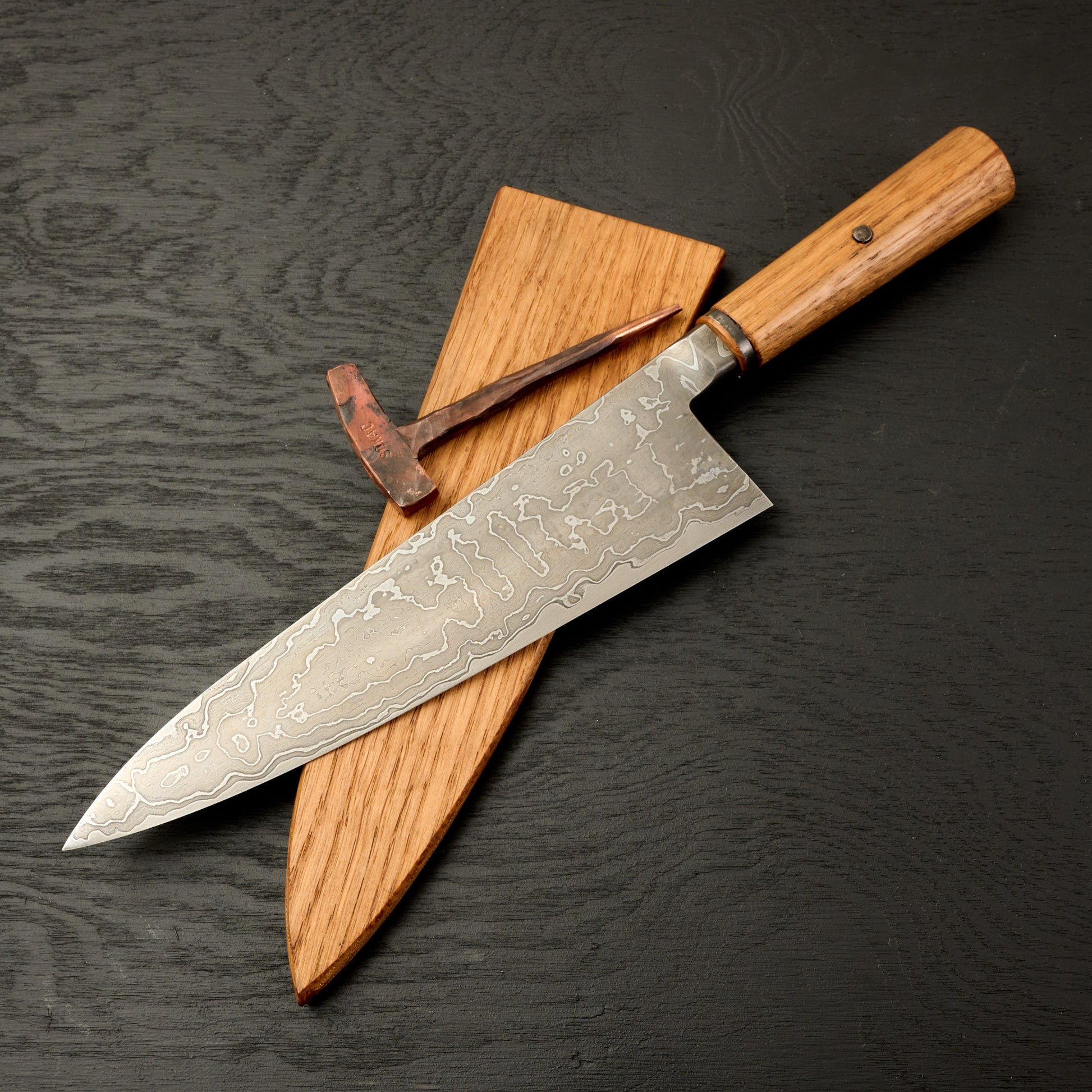 Gyuto 228mm Damascus SanMai AU Integral Takedown