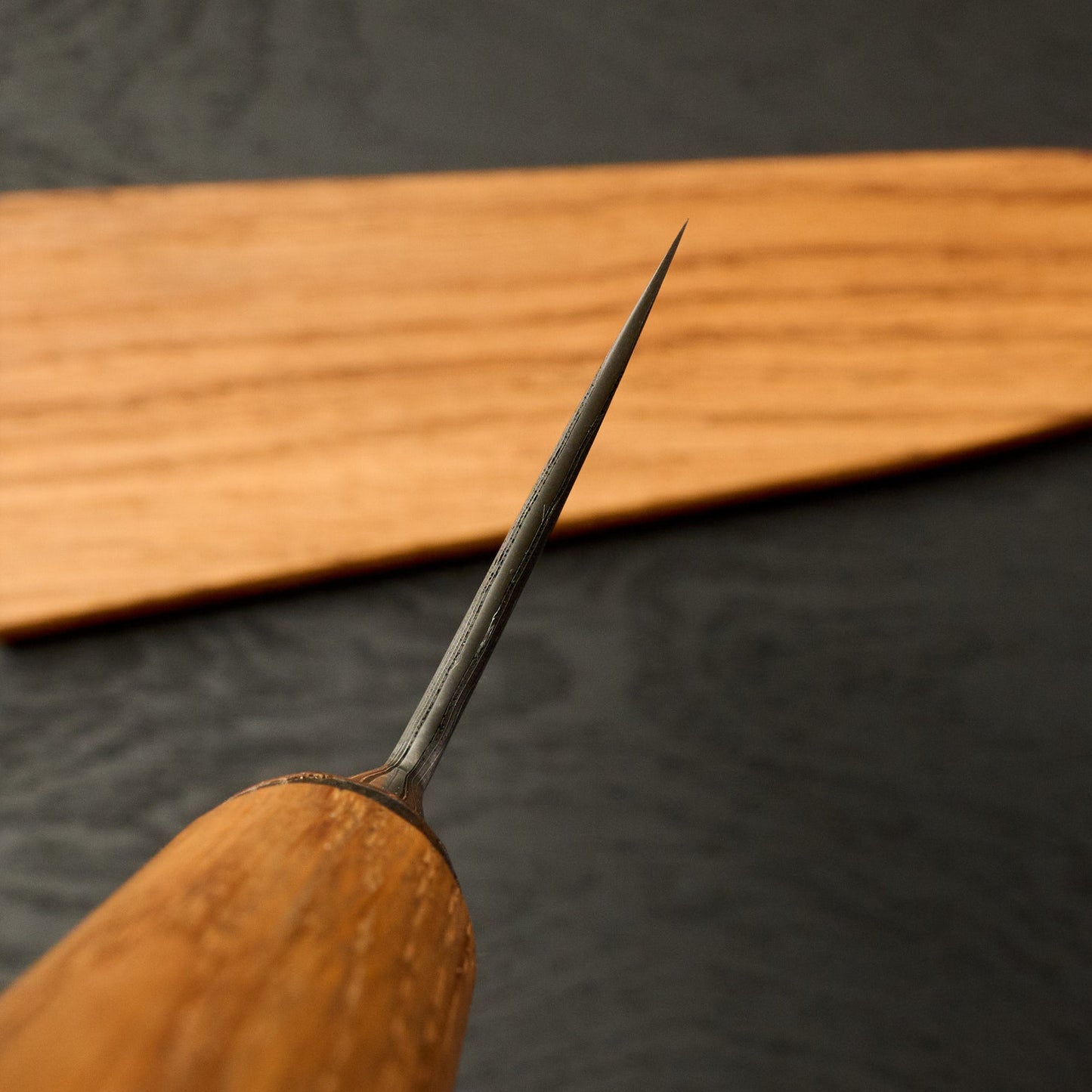 Gyuto 228mm Damascus SanMai AU Integral Takedown – blade close-up
