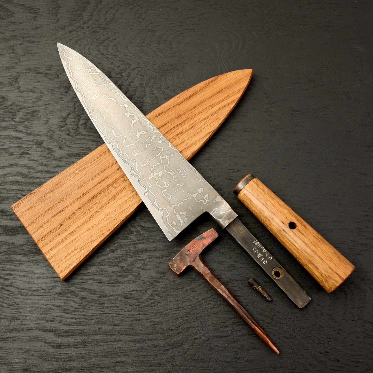 Gyuto 228mm Damascus SanMai AU Integral Takedown – view 7