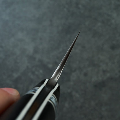 Gyuto 230mm Damascus clad 1.2419 Bog Oak & TruStone Tapered Full Tang – blade close-up