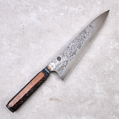 Gyuto 230mm Denty Oil Slick Hand Carved Curly Walnut Handle – view 6