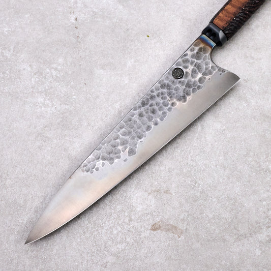 Gyuto 230mm Denty Oil Slick Hand Carved Curly Walnut Handle