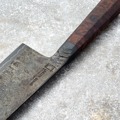 Gyuto 230mm Forged S GoMai Integral Claro Walnut – blade close-up