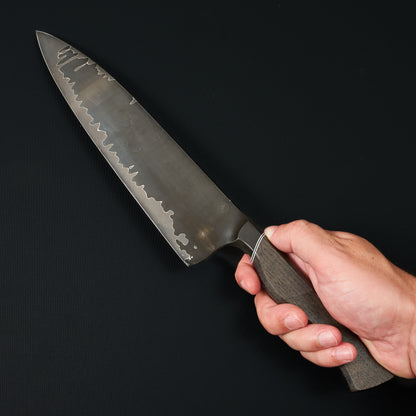 Gyuto 235mm GoMai Apex Ultra Integral Stabalized Bog Oak – blade close-up