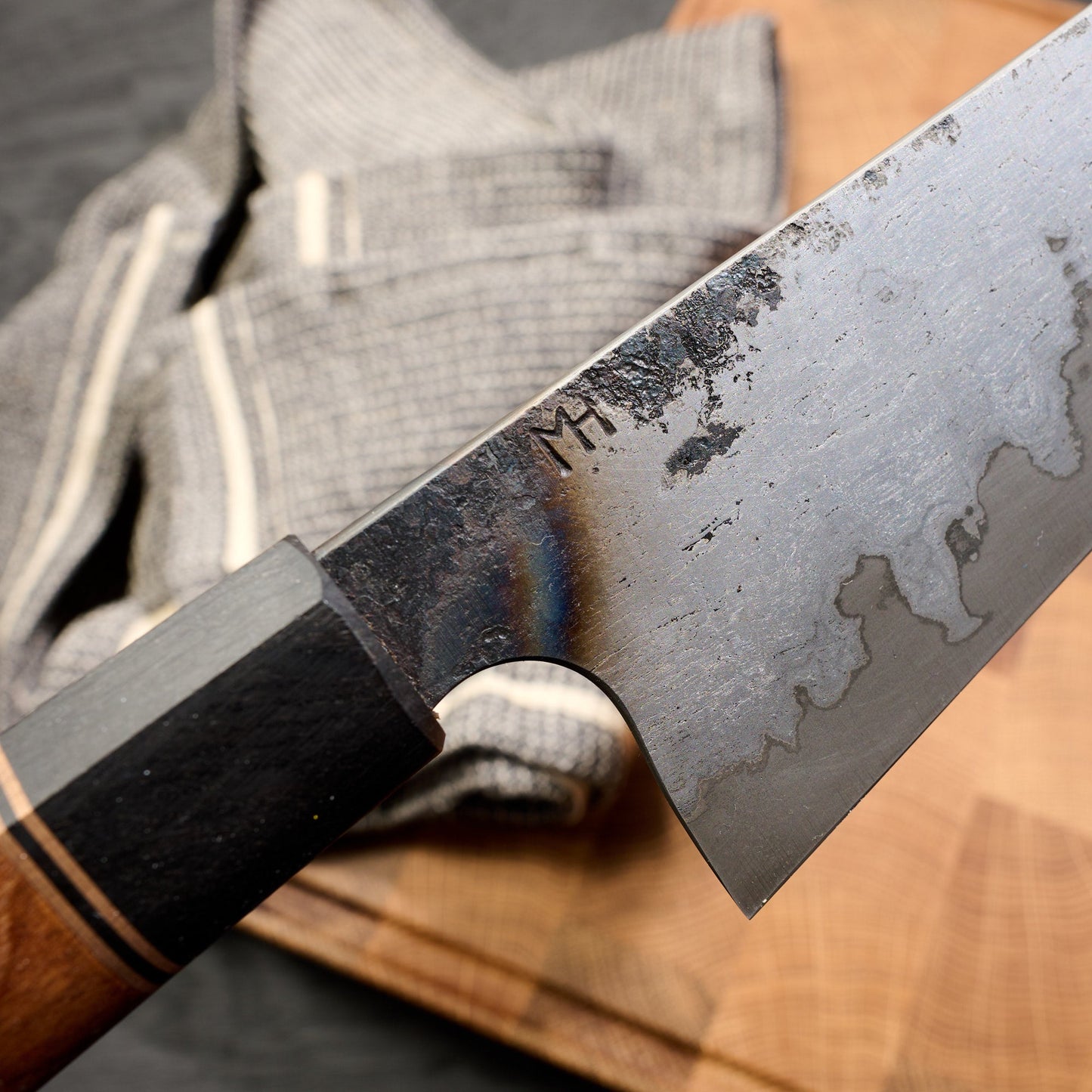 Gyuto 230mm GoMai Wrought Iron, Nickel & Apex Ultra – side profile