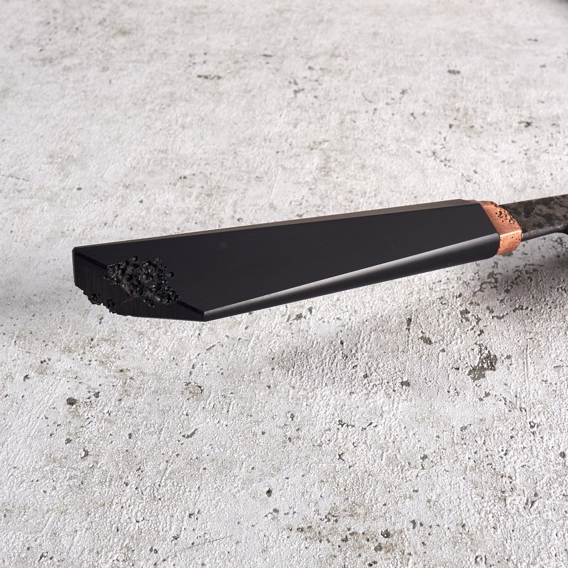 made by karyś X Oblivion Blades Gyuto 230mm OB 80crv2 Textured Go Mai – blade close-up