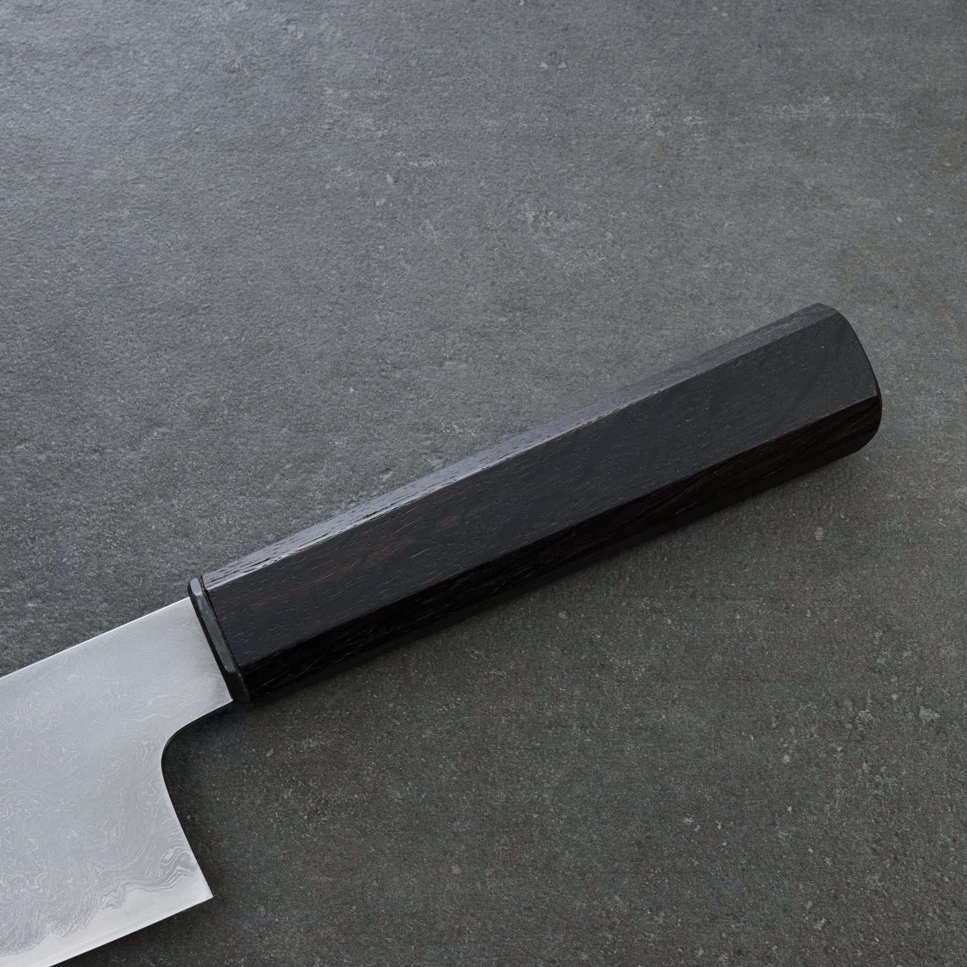 Gyuto 230mm SanMai Damascus Twist 135Cr3 Full Polish – handle detail