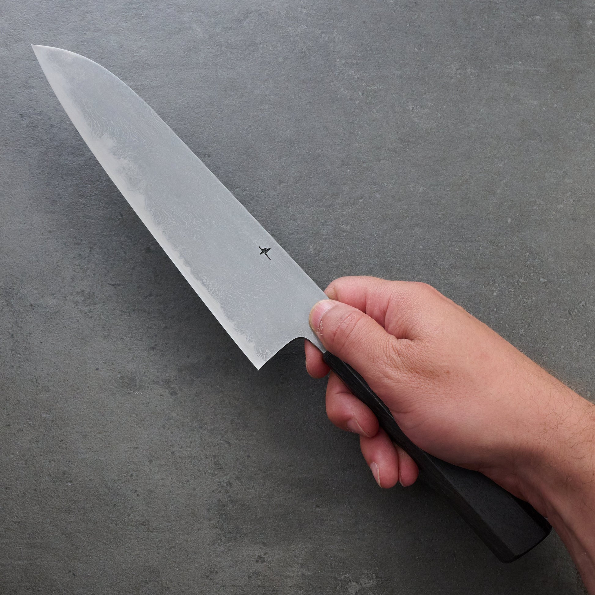 Gyuto 230mm SanMai Damascus Twist 135Cr3 Full Polish – blade close-up