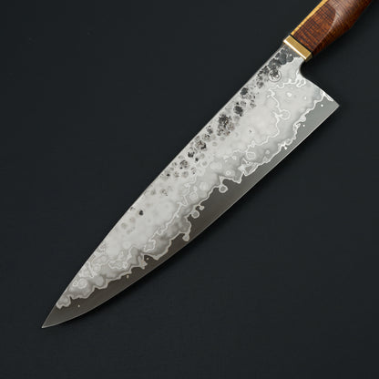 Close-up of the Denty texture and bright contour pattern on a Tobias Hangler Apex Ultra blade