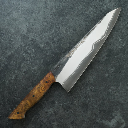 Gyuto 230mm Stainless GoMai 1.2419 Maple Burl Full Tang