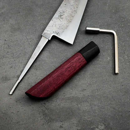 Gyuto 230mm Takedown Purple Heart & African Blackwood – side profile