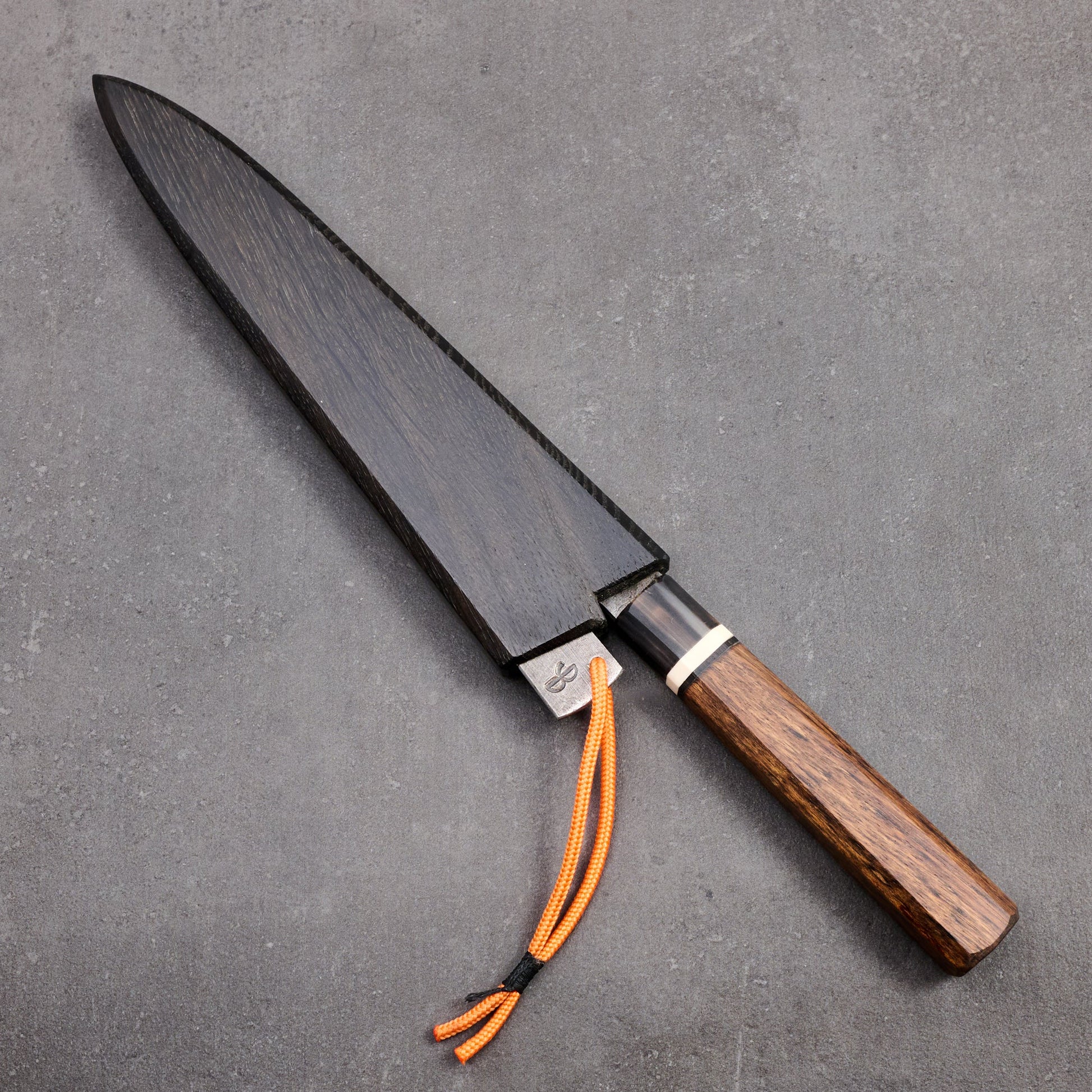 Gyuto 230mm Wrought Iron Clad Apex Kogatana Set – blade close-up