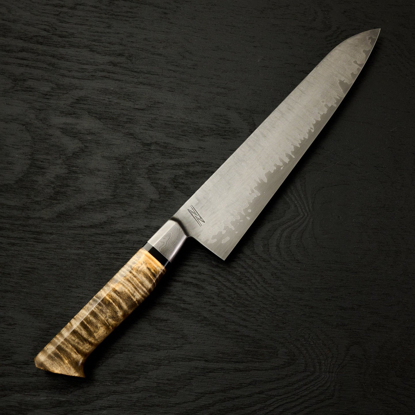 Gyuto 245mm Damascus clad 52100 SanMai Integral – detail view
