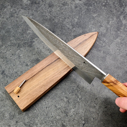 Gyuto 235mm Damascus Twist Clad 135Cr3 Deep Etch – detail view