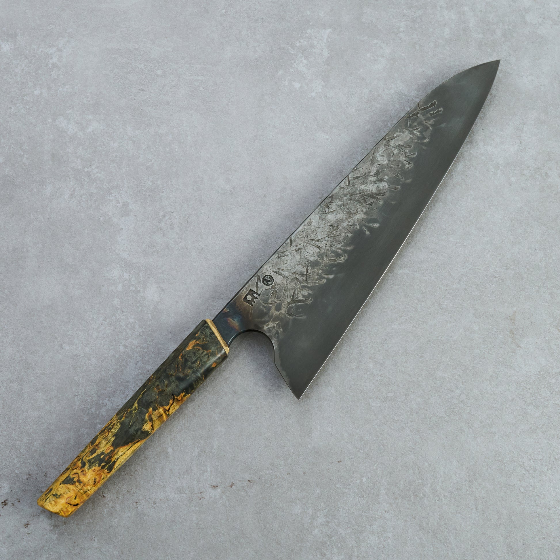 Gyuto 235mm Mono Apex Ultra Black Etch 'Duille Liath' Flared Coffin Grip