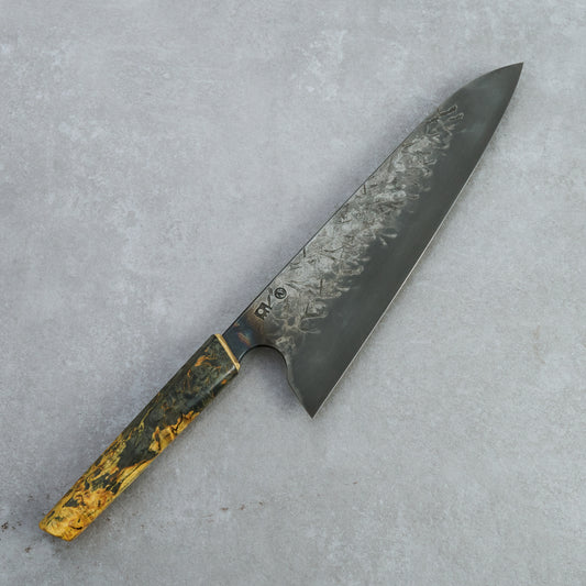 Gyuto 235mm Mono Apex Ultra Black Etch 'Duille Liath' Flared Coffin Grip