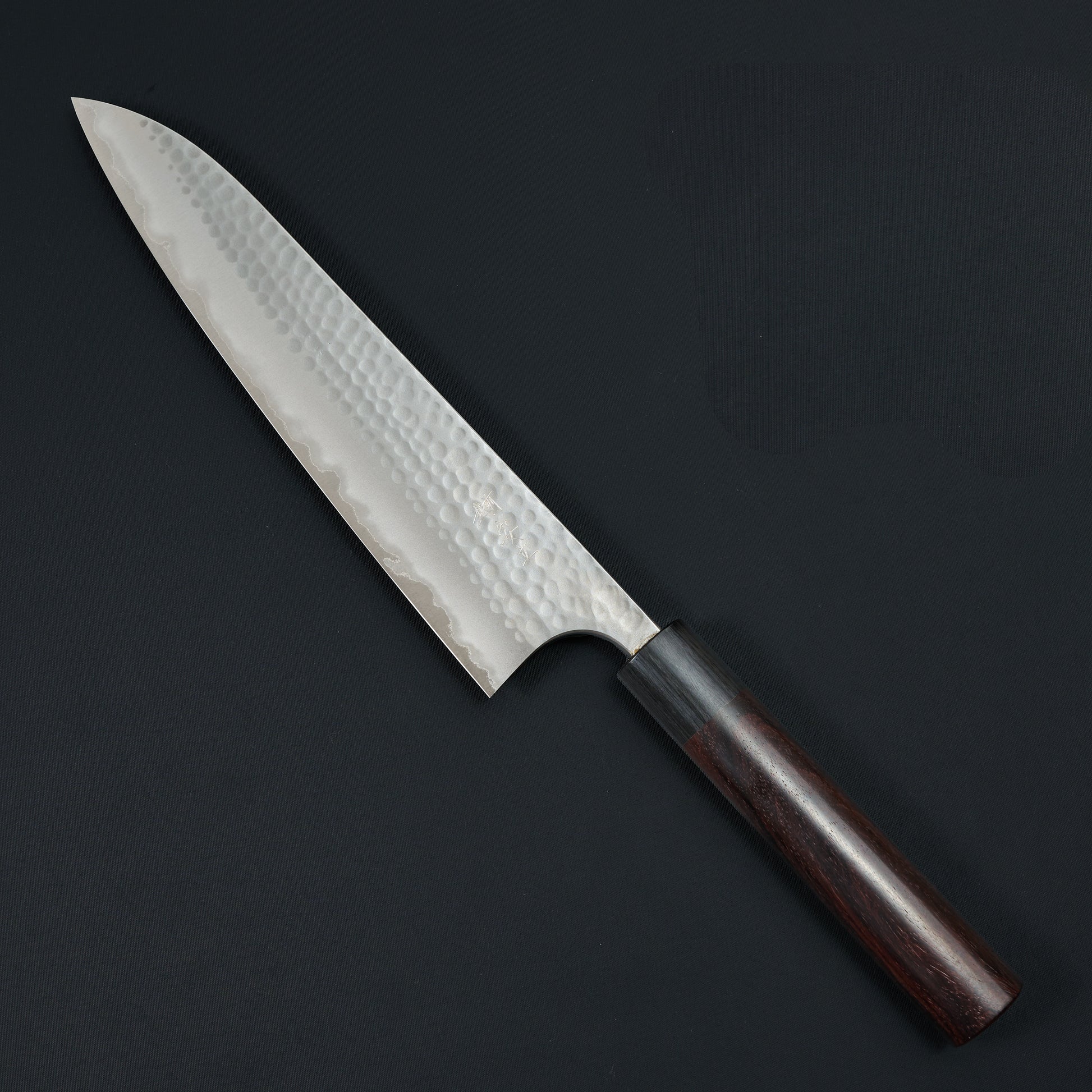 Gyuto 240mm Blue #2 Stainless Clad Tsuchime Rosewood