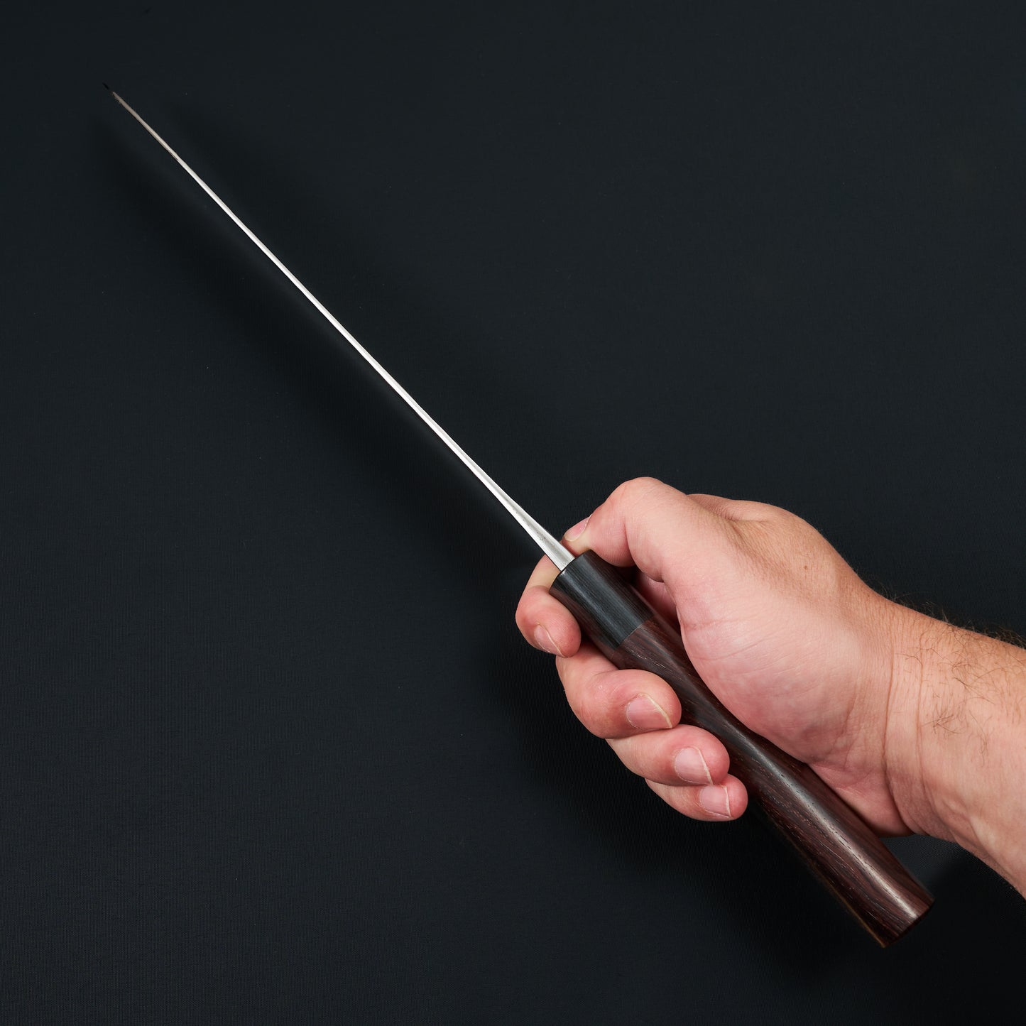 Gyuto 240mm Blue #2 Stainless Clad Tsuchime Rosewood – side profile