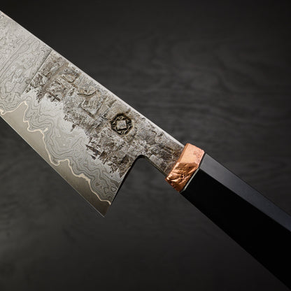 Gyuto 240mm MH Go Mai Damascus, Nickel & Apex Ultra Core – side profile