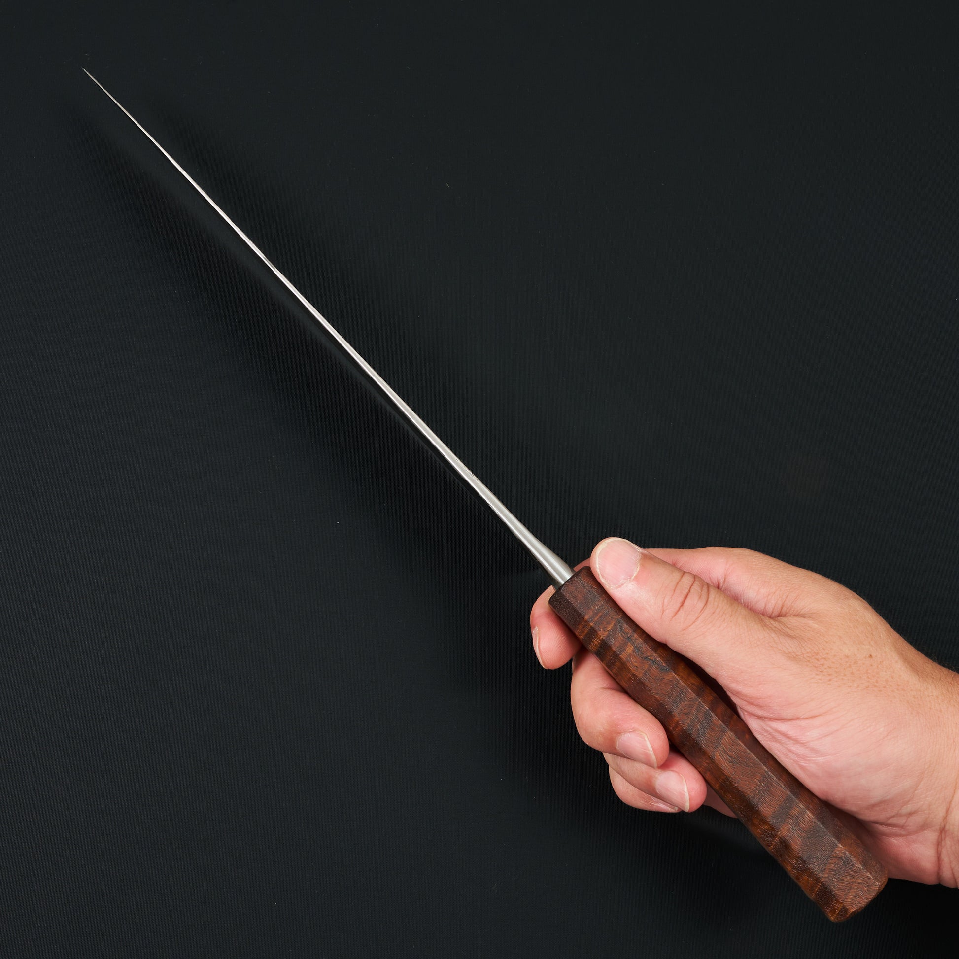 Gyuto 250mm GoMai Damasteel, Ni, Apex Ultra Textured Gidgee Takedown – side profile