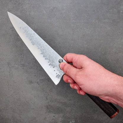 Gyuto 240mm Denty Nashiji Ancient Red Gum & Vintage Copper – side profile