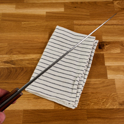 Gyuto 240mm Full Tang Shirogami Iron Clad Kasumi – blade close-up