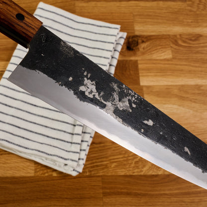 Gyuto 240mm Full Tang Shirogami Iron Clad Kasumi – detail view