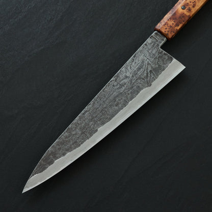 Gyuto 240mm GoMai Damasteel, Ni, Apex Ultra Thuya Burl Takedown – view 6