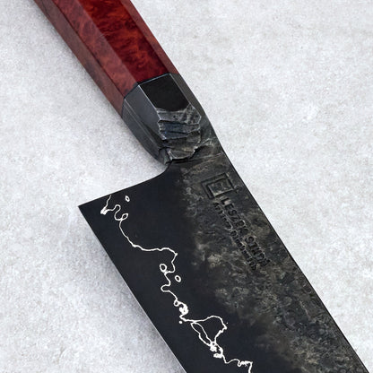 Gyuto 240mm GoMai Graphite Live Edge Amboyna Burl – detail view