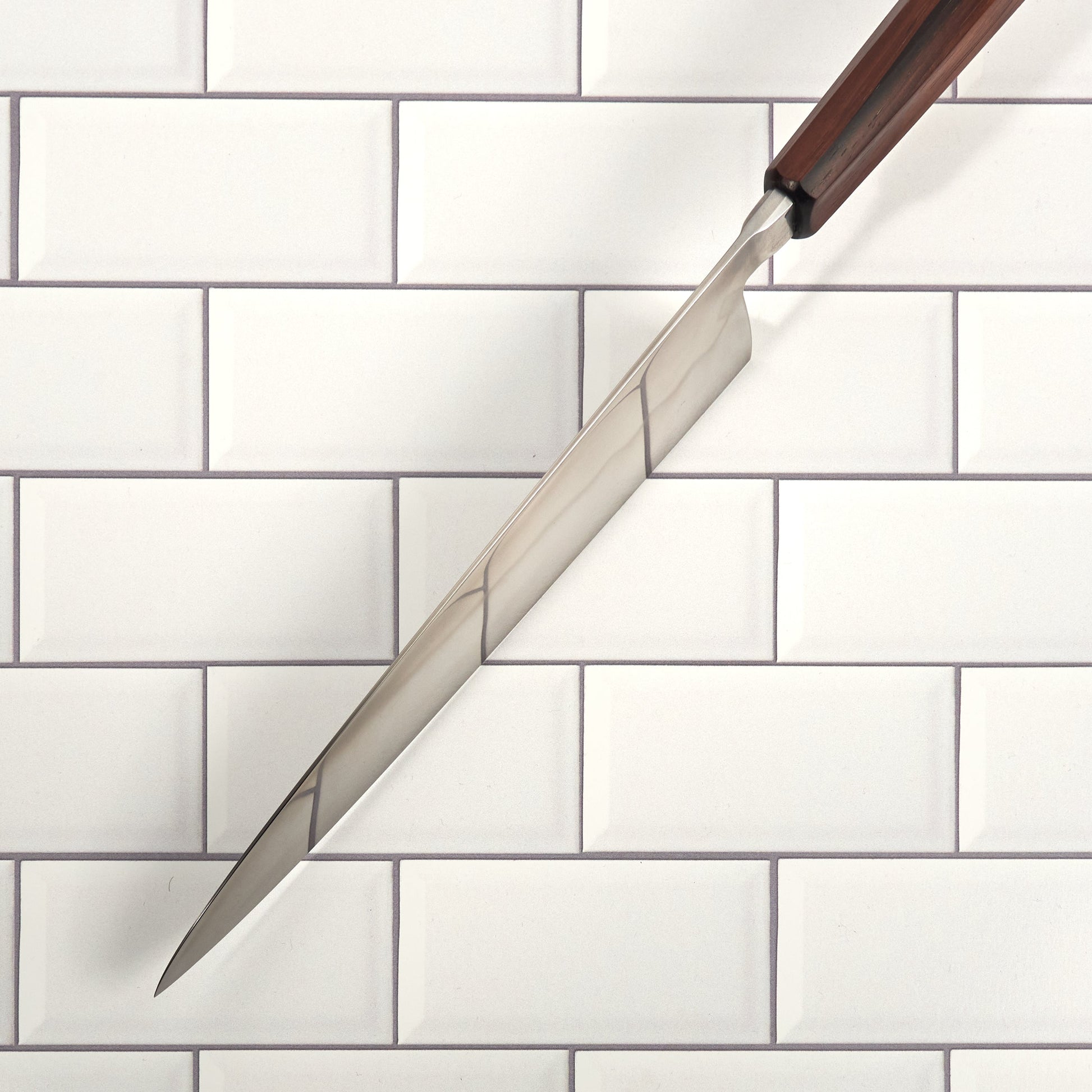 Gyuto 240mm Aogami #2 Honyaki Integral & Macassar Ebony – side profile