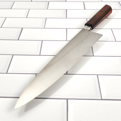 Gyuto 240mm Aogami #2 Honyaki Integral & Macassar Ebony – handle detail