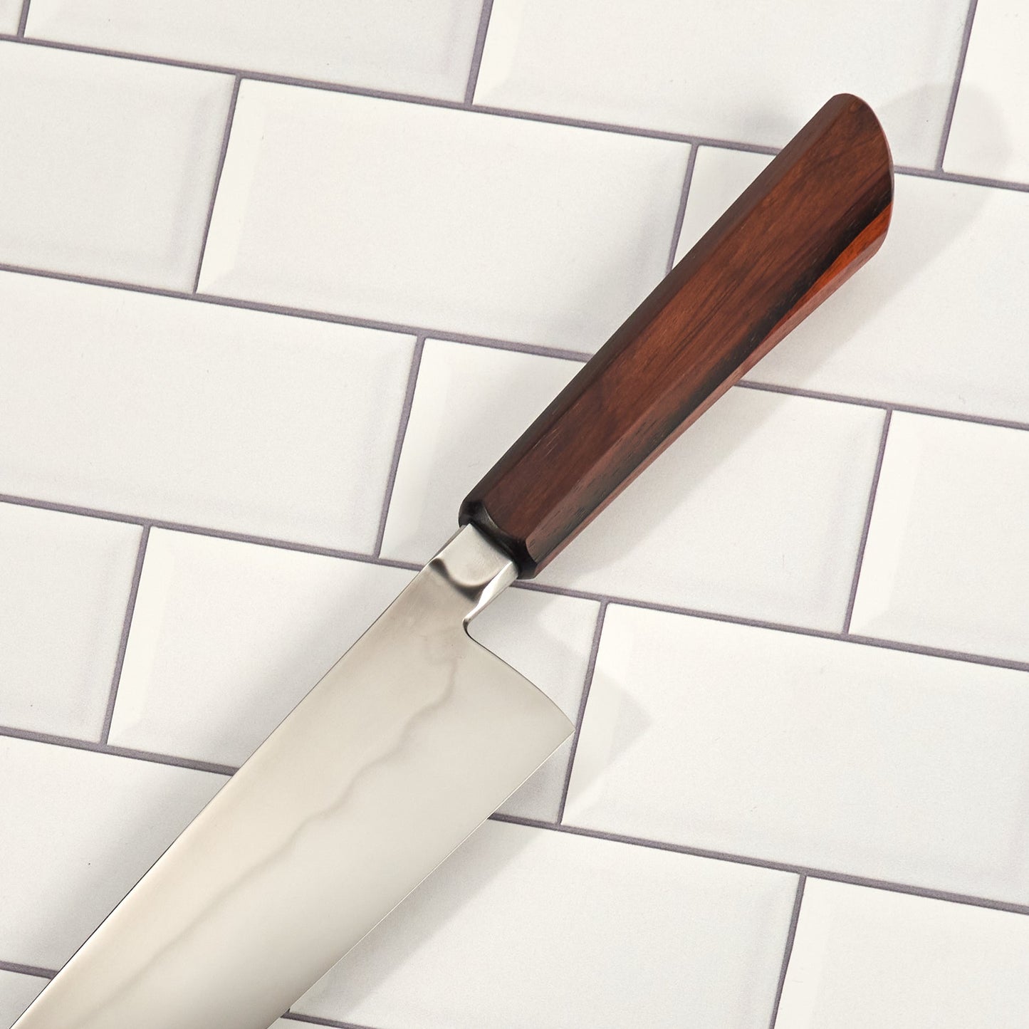 Gyuto 240mm Aogami #2 Honyaki Integral & Macassar Ebony – blade close-up