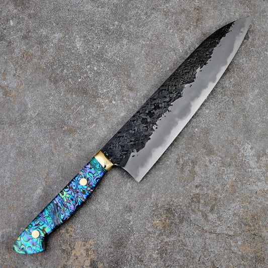 Gyuto 240mm Hon-Warikomi White #2 Iron Clad, Ku, Kasumi, Abalone Full Tang