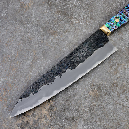 Gyuto 240mm Hon-Warikomi White #2 Iron Clad, Ku, Kasumi, Abalone Full Tang – view 6