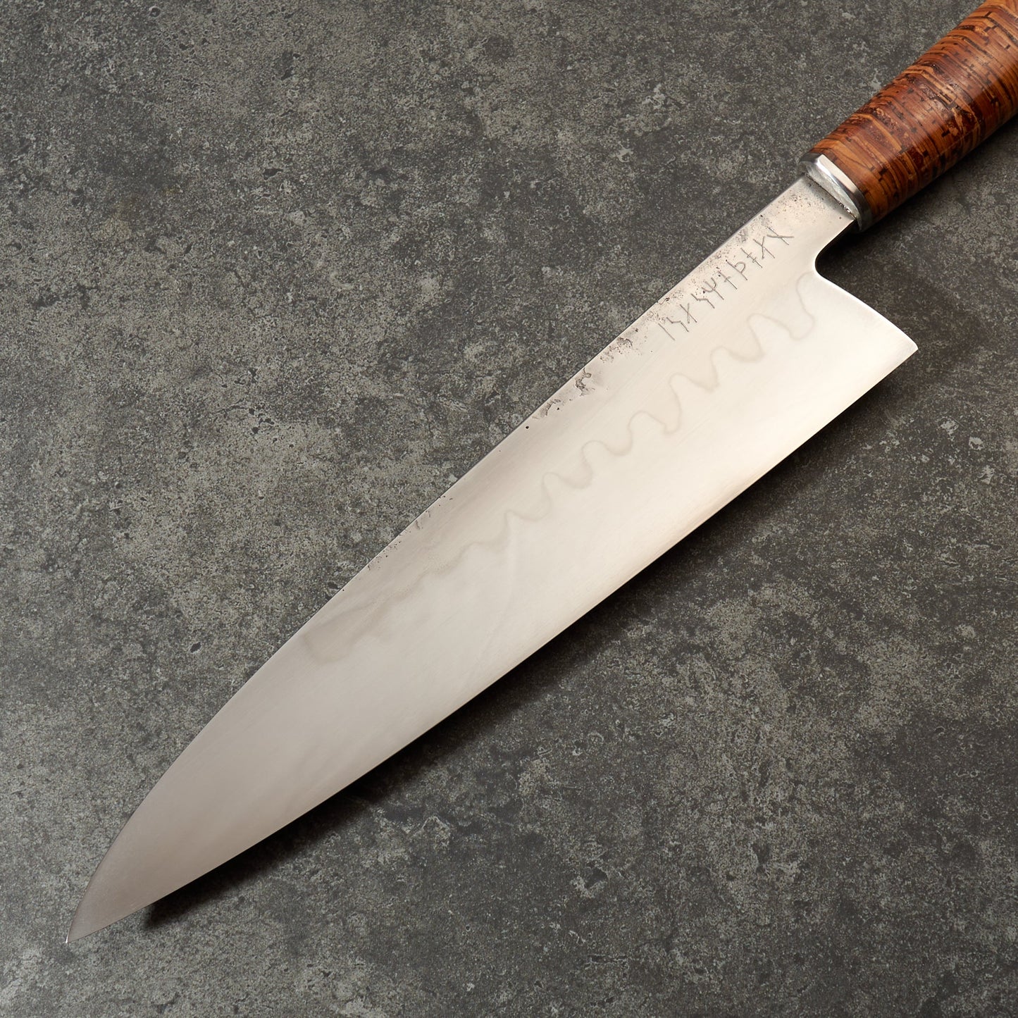 Gyuto 240mm Honyaki - Brute de Forge and Birch Bark – blade close-up