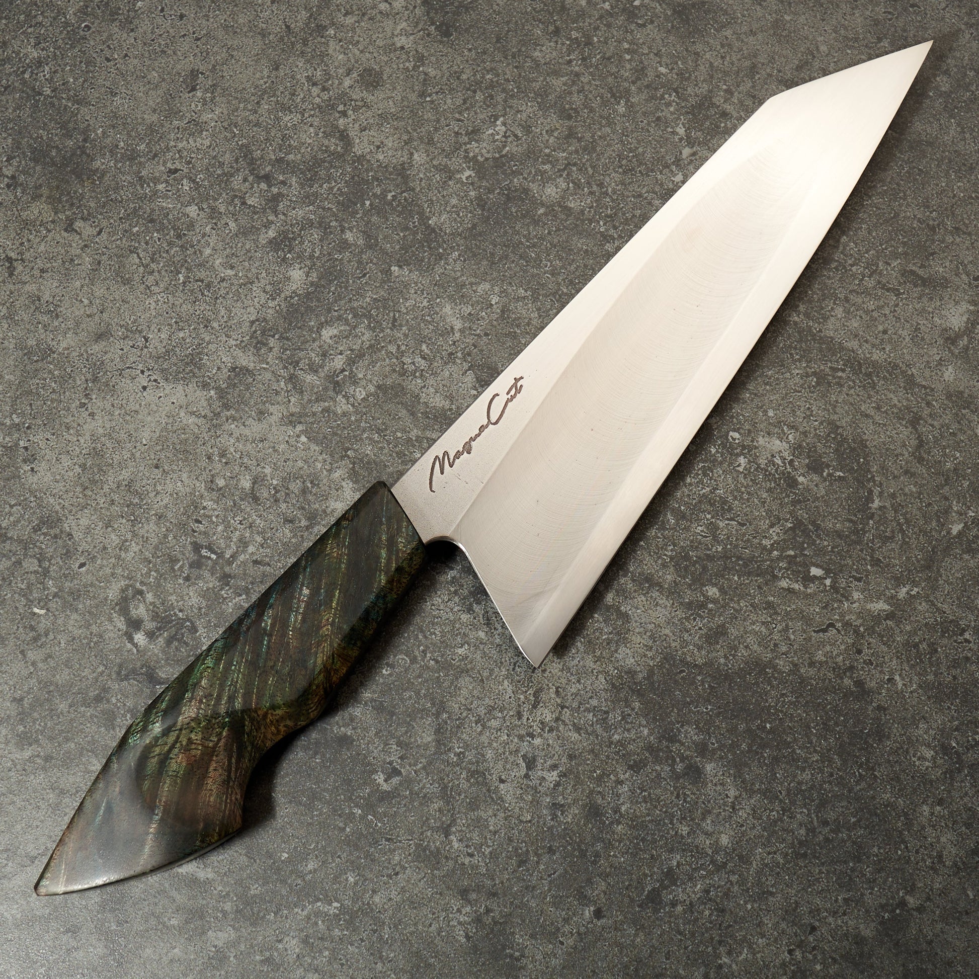 Gyuto 240mm MagnaCut 'S' Grind Nepalese Alder & Brass – side profile