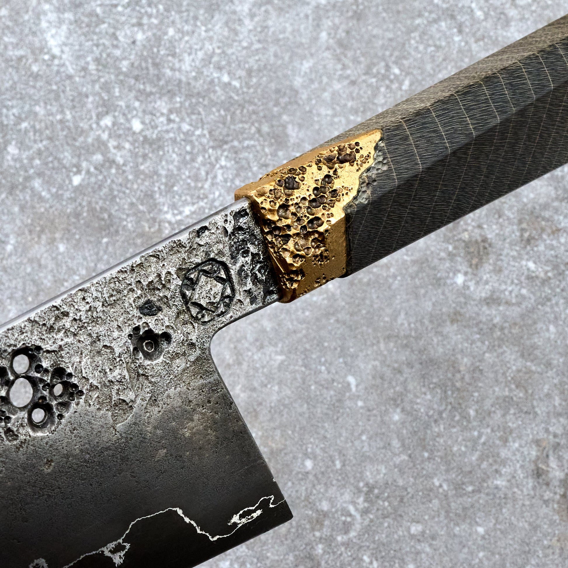 Gyuto 240mm OB Steel 'FRETT' Go Mai – handle detail