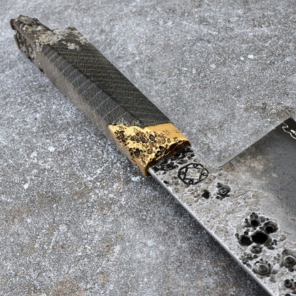 Gyuto 240mm OB Steel 'FRETT' Go Mai – blade close-up