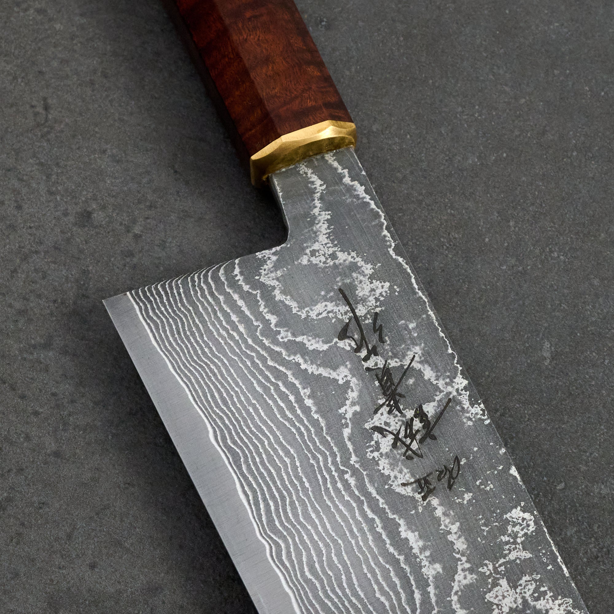 Shigeki Tanaka Gyuto 240mm SG2 Damascus Clad Gidgee & Brass