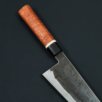Gyuto 235mm Stainless Glad Apex Ultra KU Stone Finish Red River Gum & Bone By Simon Krichbaum – side profile