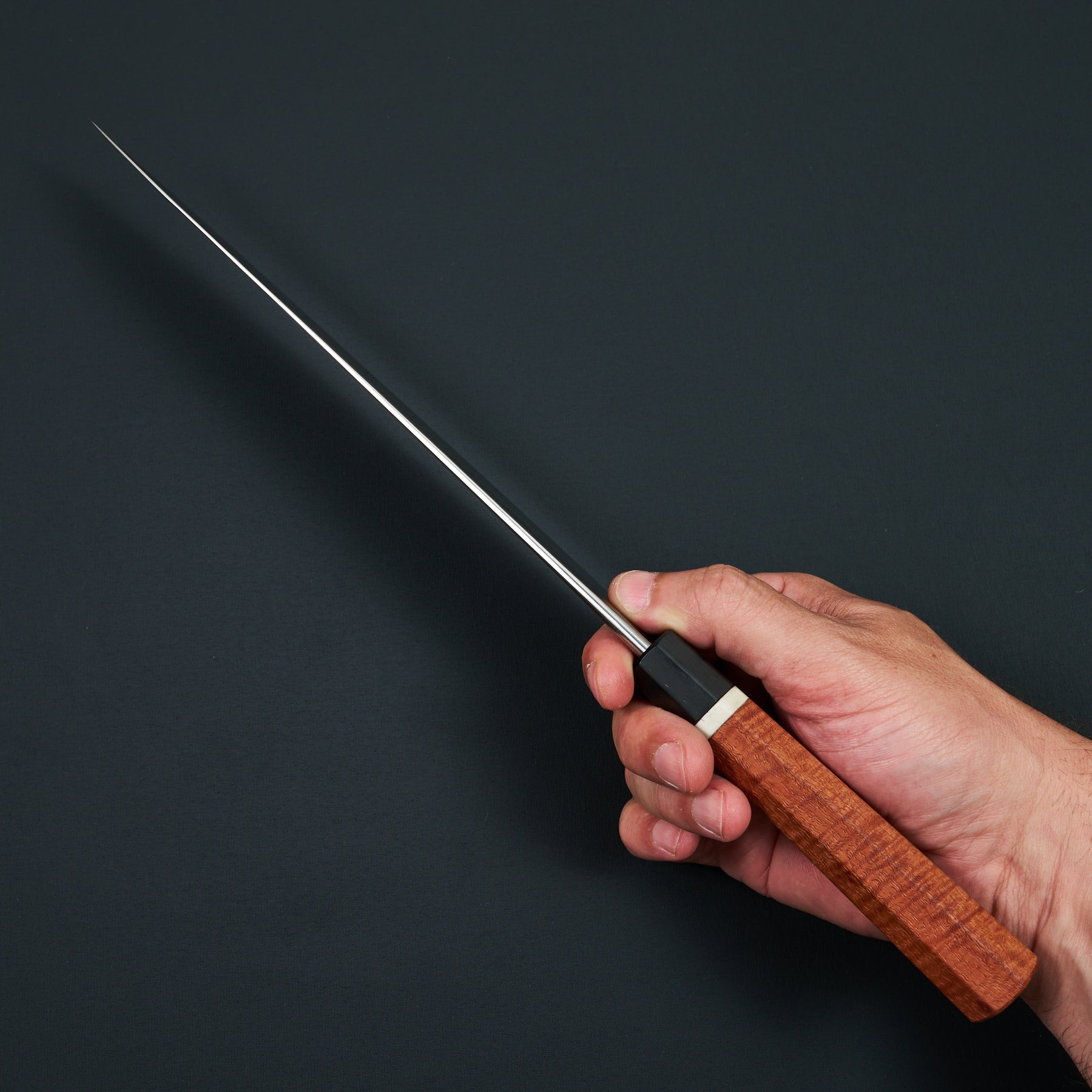 Gyuto 235mm Stainless Glad Apex Ultra KU Stone Finish Red River Gum & Bone By Simon Krichbaum – handle detail