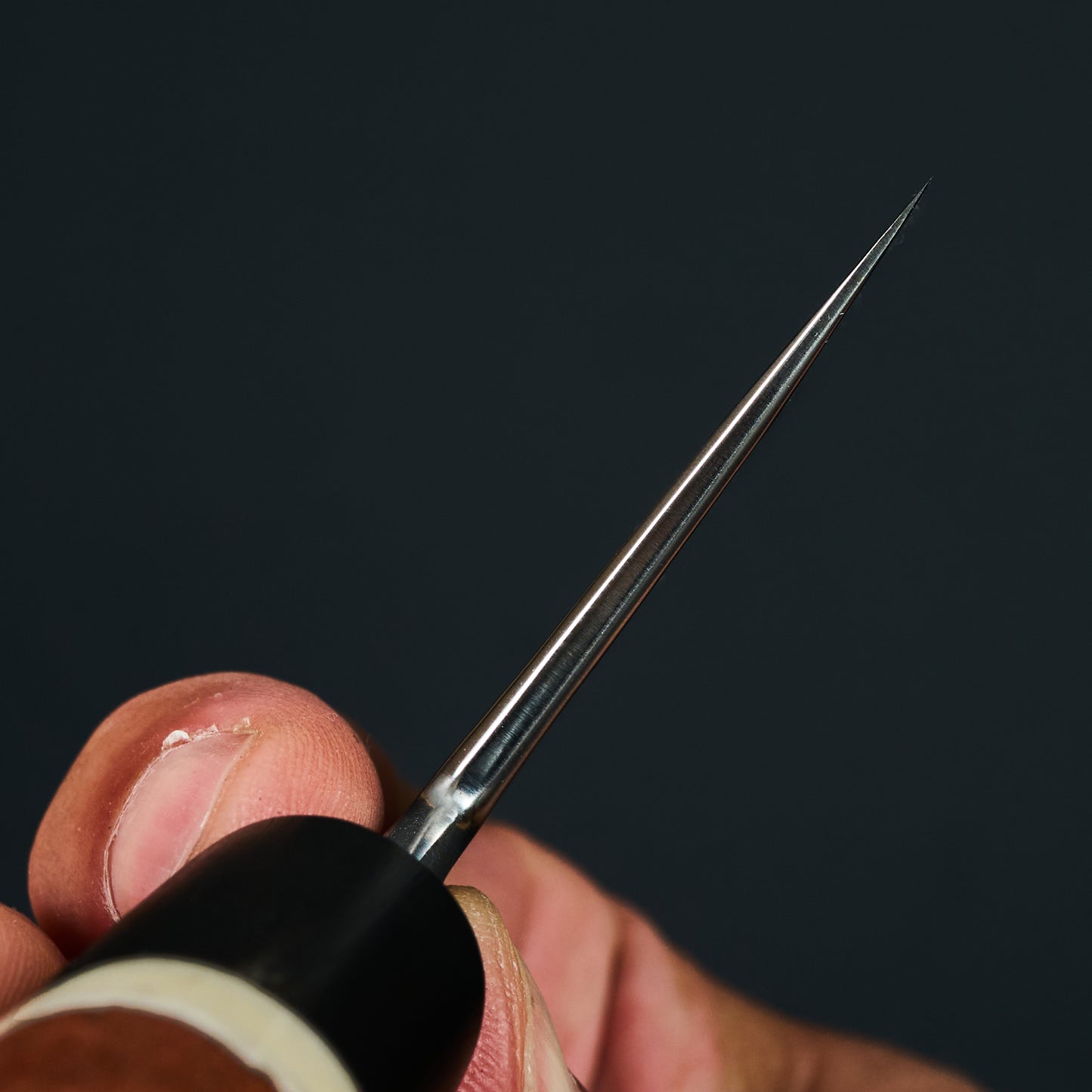 Gyuto 235mm Stainless Glad Apex Ultra KU Stone Finish Red River Gum & Bone By Simon Krichbaum – blade close-up