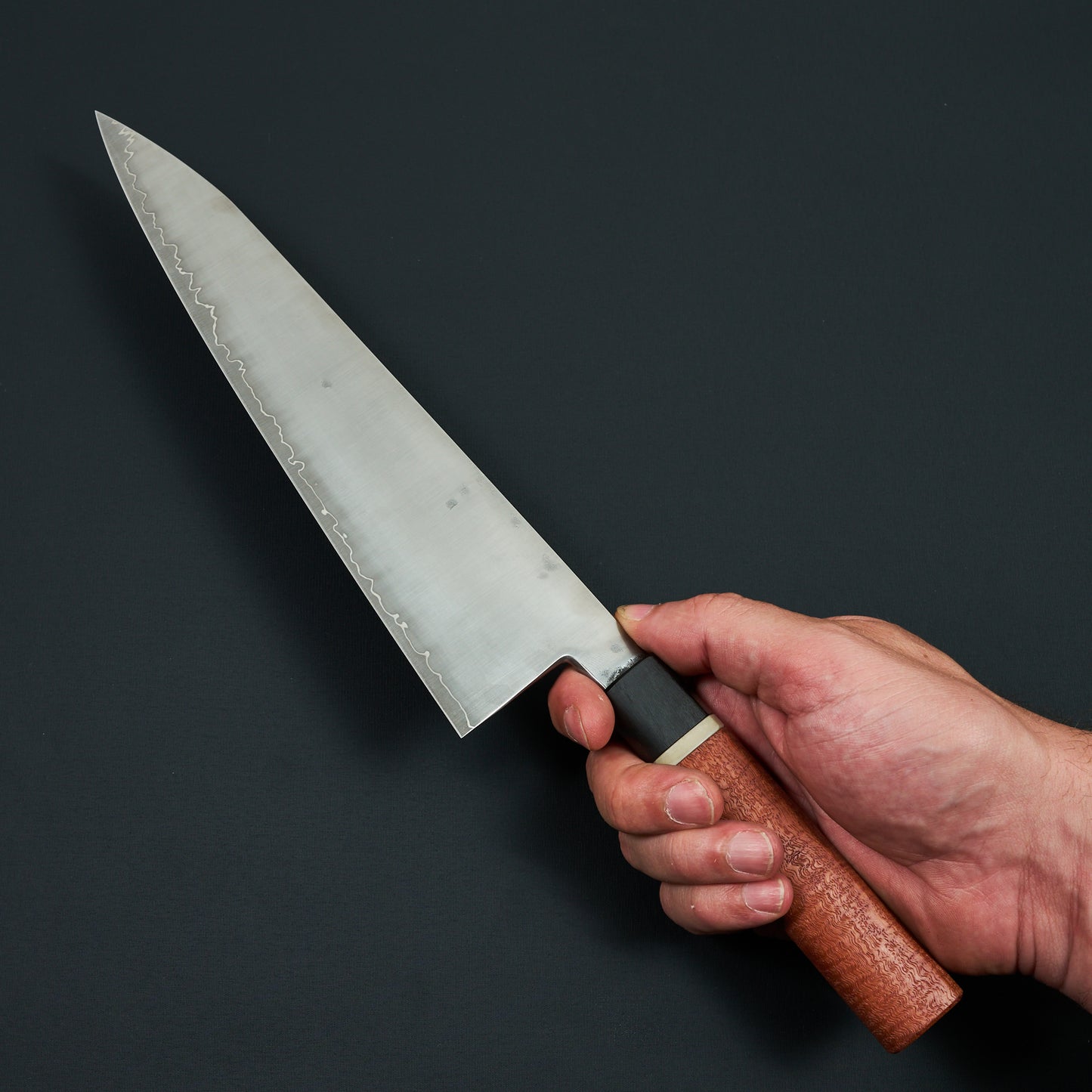 Gyuto 235mm Stainless Glad Apex Ultra Red River Gum & Bone By Simon Krichbaum – detail view