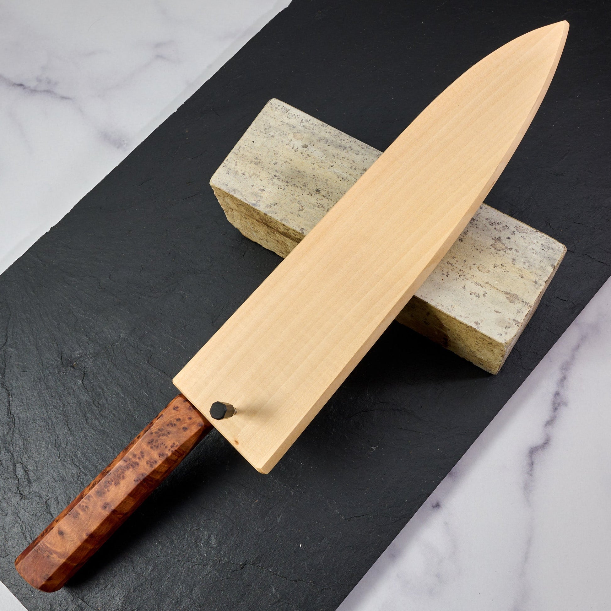 Gyuto 240mm Wrought Iron Clad 135Cr3 Thuya Burl – view 8