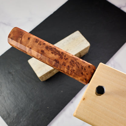 Gyuto 240mm Wrought Iron Clad 135Cr3 Thuya Burl – view 6