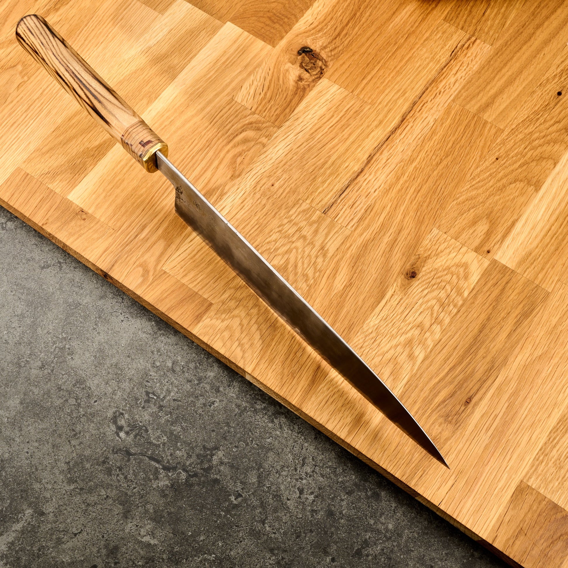 Gyuto 240mm Wrought Iron Clad Apex Ultra By Jonas Johnsson – side profile